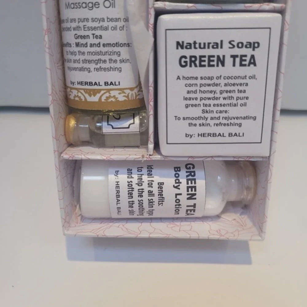 Herbal Bali Natural Organic Green Tea Spa Gift Set Oil Soap‎ Lotion